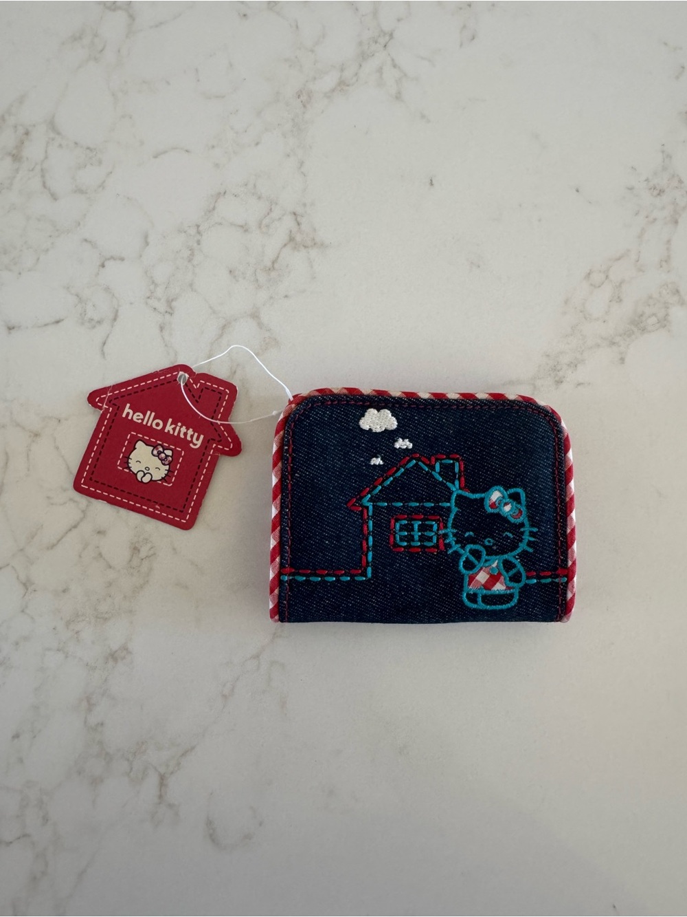 Hello kitty vintage denim card holder wallet 2003 new